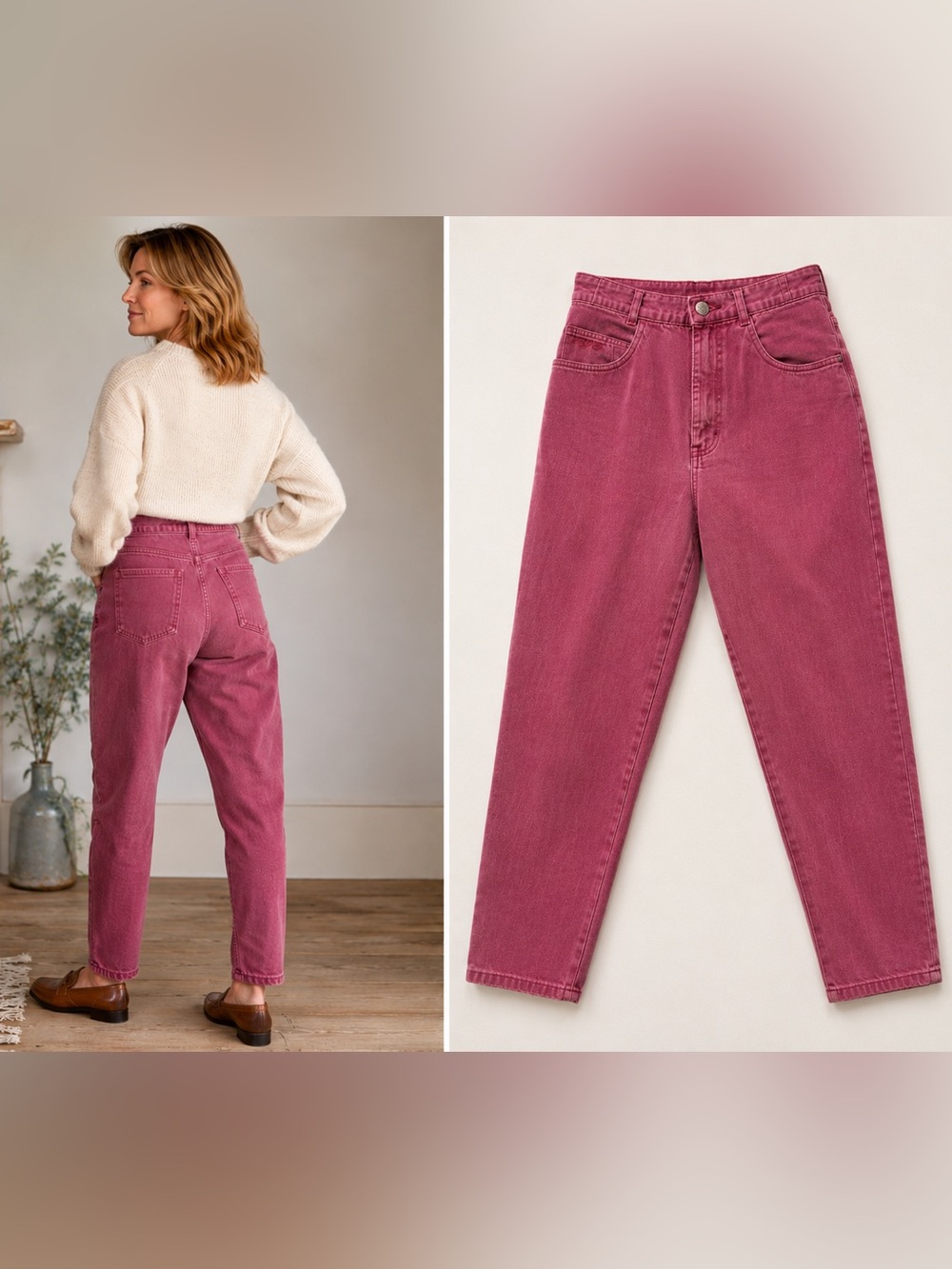 Vintage Roper Pink High Rise Mom Jeans Women's Size 28 USA Made Western Retro